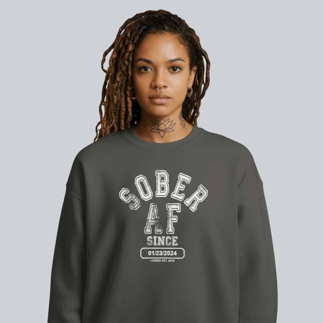 Sober AF Since Recovery Hoodie close-up view (view 12)