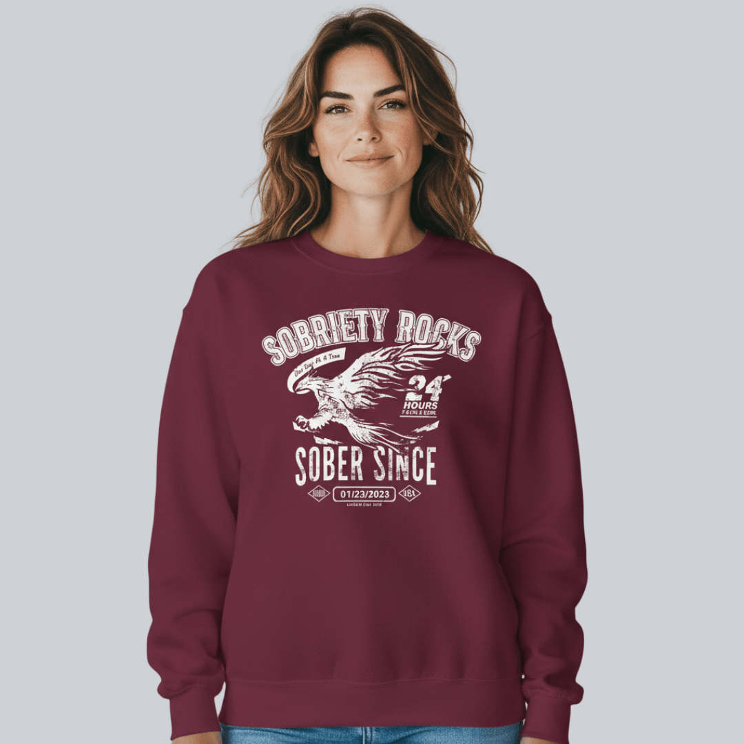 Sober Since Recovery Hoodie flat lay styled image (view 13)
