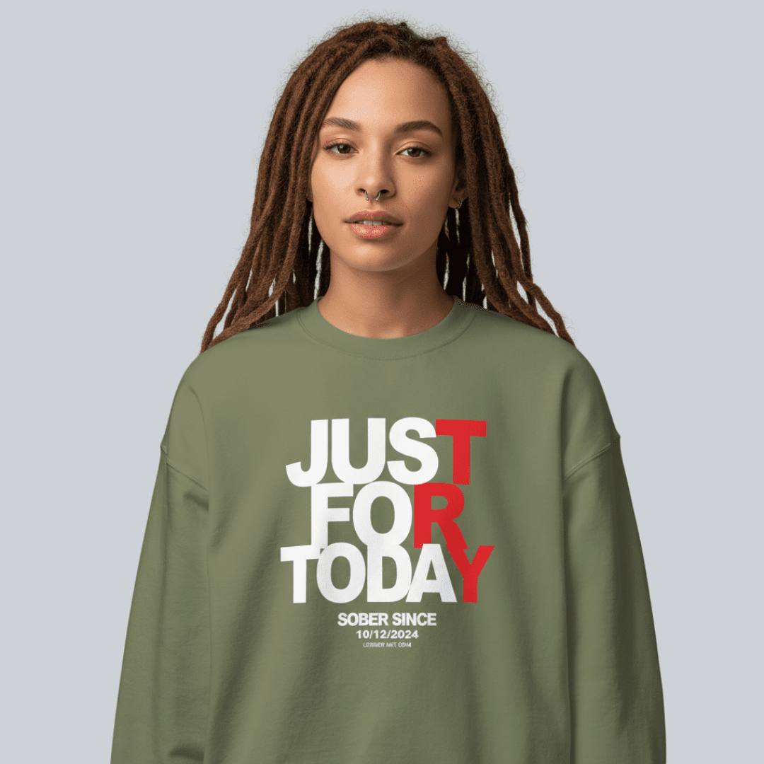 Just Try For Today Sobriety Recovery Hoodie back view (view 27)