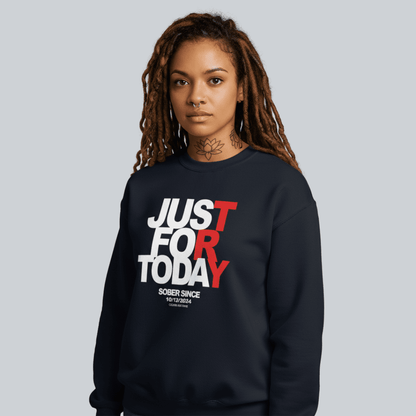 Just Try For Today Sobriety Recovery Hoodie fit detail (view 9)