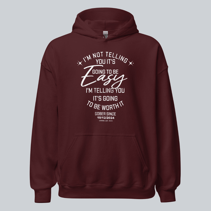 I'm Not Telling Your It's Easy Custom Sobriety Recovery Hoodie lifestyle view (view 15)