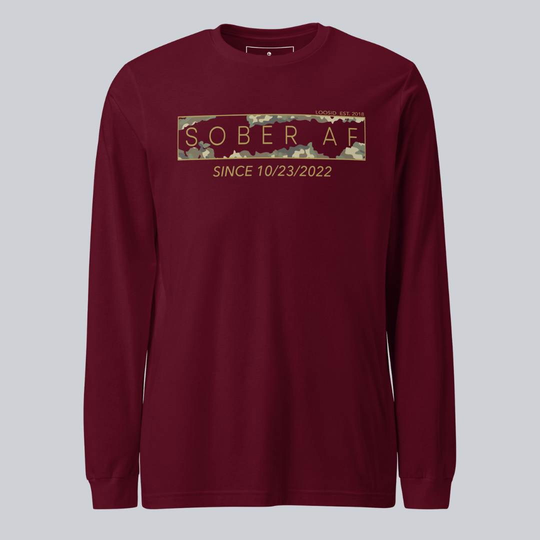 Sober AF Camo Long Sleeve Sober T Shirt product photo (view 10)