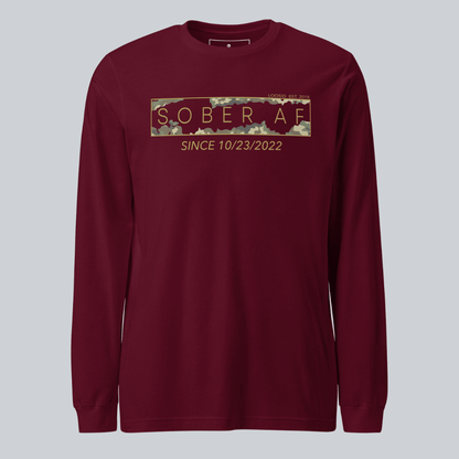 Sober AF Camo Long Sleeve Sober T Shirt product photo (view 10)