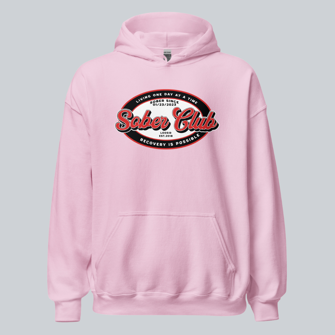 Sober Club Badge Recovery Hoodie back view (view 37)