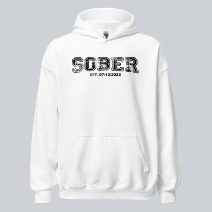 Sober Collegiate Hoodie W Personalize Sobriety Date Recovery Hoodie side view (view 26)