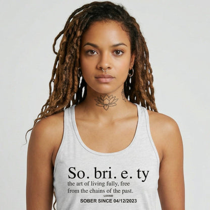 Loosid Sobriety Definition Women's w Personalize Sober Date Sober Tank Top featuring the design
