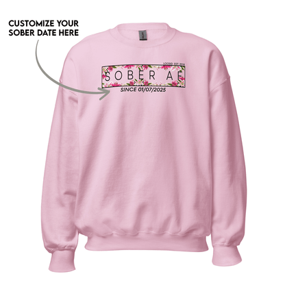 Sober AF Sweatshirt w Custom Sobriety Date Recovery Hoodie product photo (view 20)