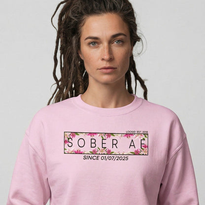 Sober AF Sweatshirt w Custom Sobriety Date Recovery Hoodie featuring the design (view 21)