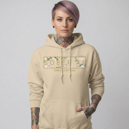 Sober AF Flower Recovery Hoodie side view (view 46)