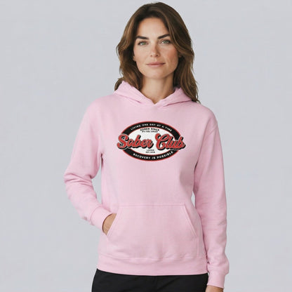 Sober Club Badge Recovery Hoodie featuring the design (view 41)