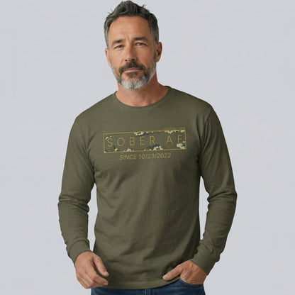 Sober AF Camo Long Sleeve Sober T Shirt back view (view 17)