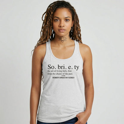 Sobriety Definition Women's w Personalize Sober Date Sober Tank Top graphic detail (view 4)