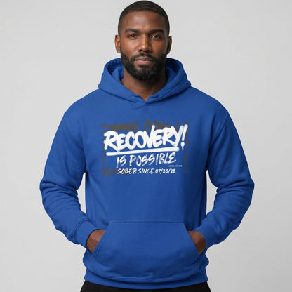 Recovery Is Possible Hoodie with Date Recovery Hoodie graphic detail (view 34)