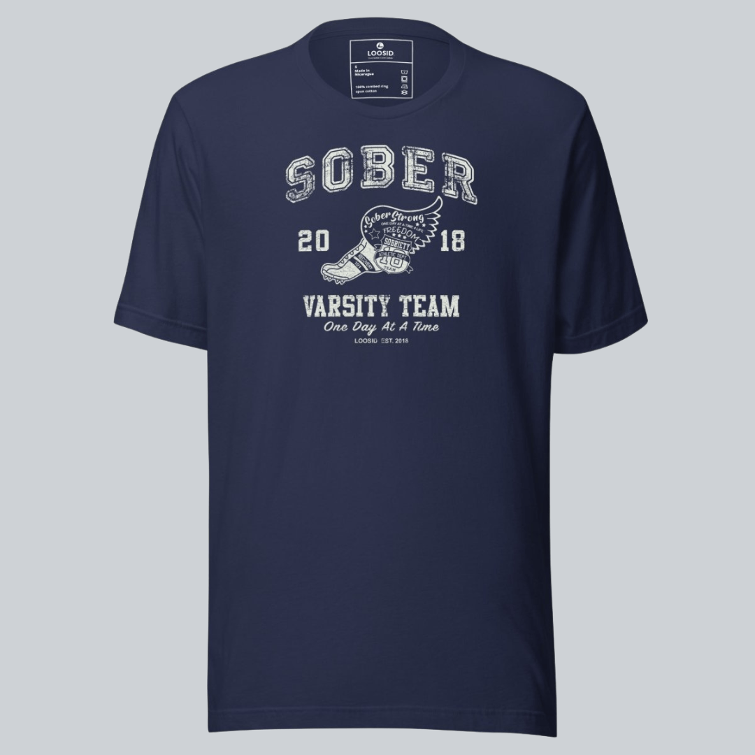 Sober Varsity Men's Sober Sober T Shirt side view (view 6)