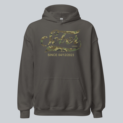 Sober Since Camo Recovery Hoodie back view (view 7)