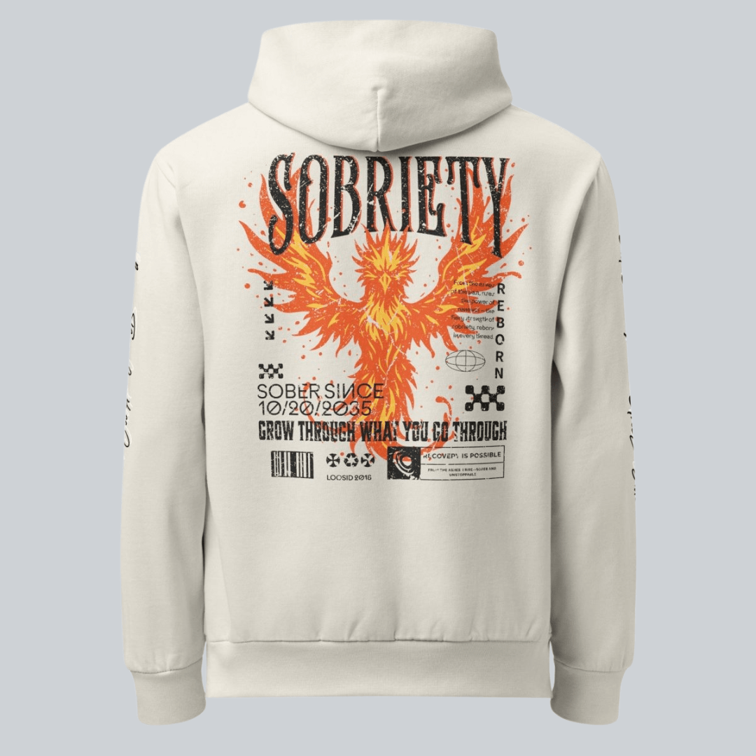 Cream Phoenix Reborn Recovery Hoodie ULTRA Premium Garment Dyed Recovery Hoodie lifestyle view (view 5)