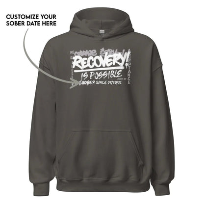 Recovery Is Possible Hoodie with Date Recovery Hoodie side view (view 26)