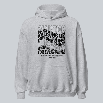 Addiction is Giving up Recovery Hoodie packaging detail (view 18)