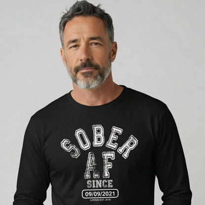 Sober AF Since Long Sleeve Sober T Shirt close-up view (view 2)