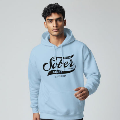 Men Sober Since Recovery Hoodie back view (view 27)