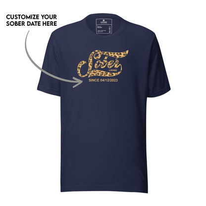 Leopard Sober Since Sober T Shirt featuring the design (view 11)