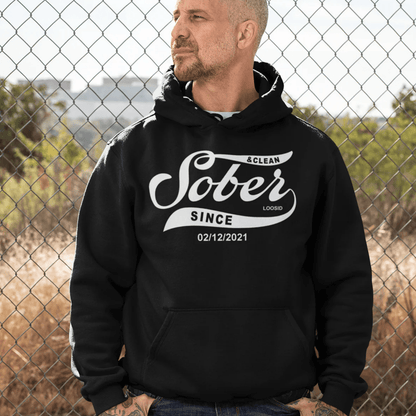 Sober Since Recovery Hoodie flat lay styled image (view 3)