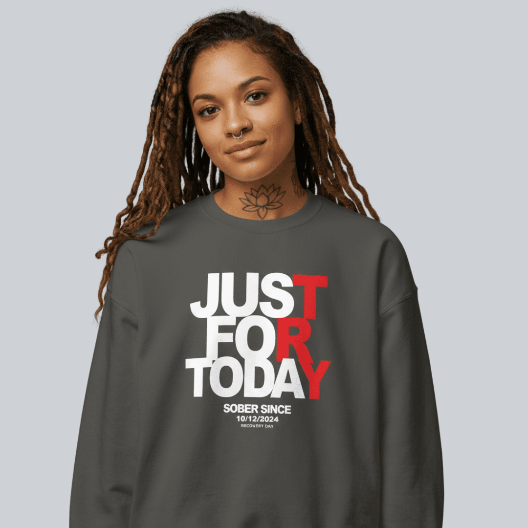 Just Try For Today Sobriety Recovery Hoodie featuring the design (view 11)