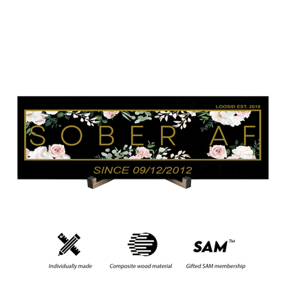 Sober AF Flower Printed Composite Sobriety Art flat lay styled image (view 3)