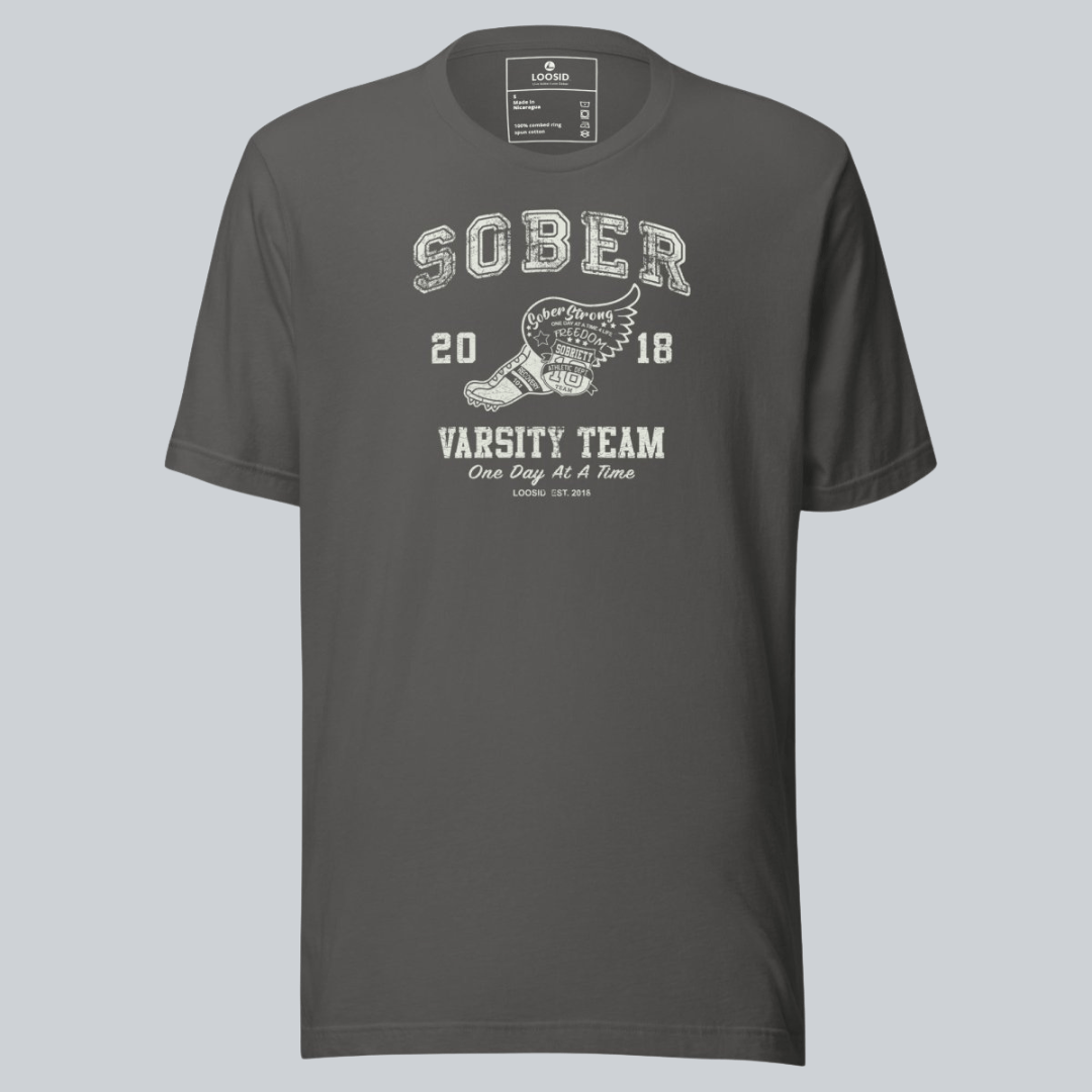 Sober Varsity Men's Sober Sober T Shirt close-up view (view 12)