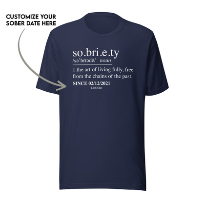 Sobriety Definition Men's w Personalize Sober Date Sober T Shirt side view (view 6)
