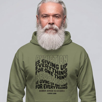Addiction is Giving up Recovery Hoodie side view (view 16)