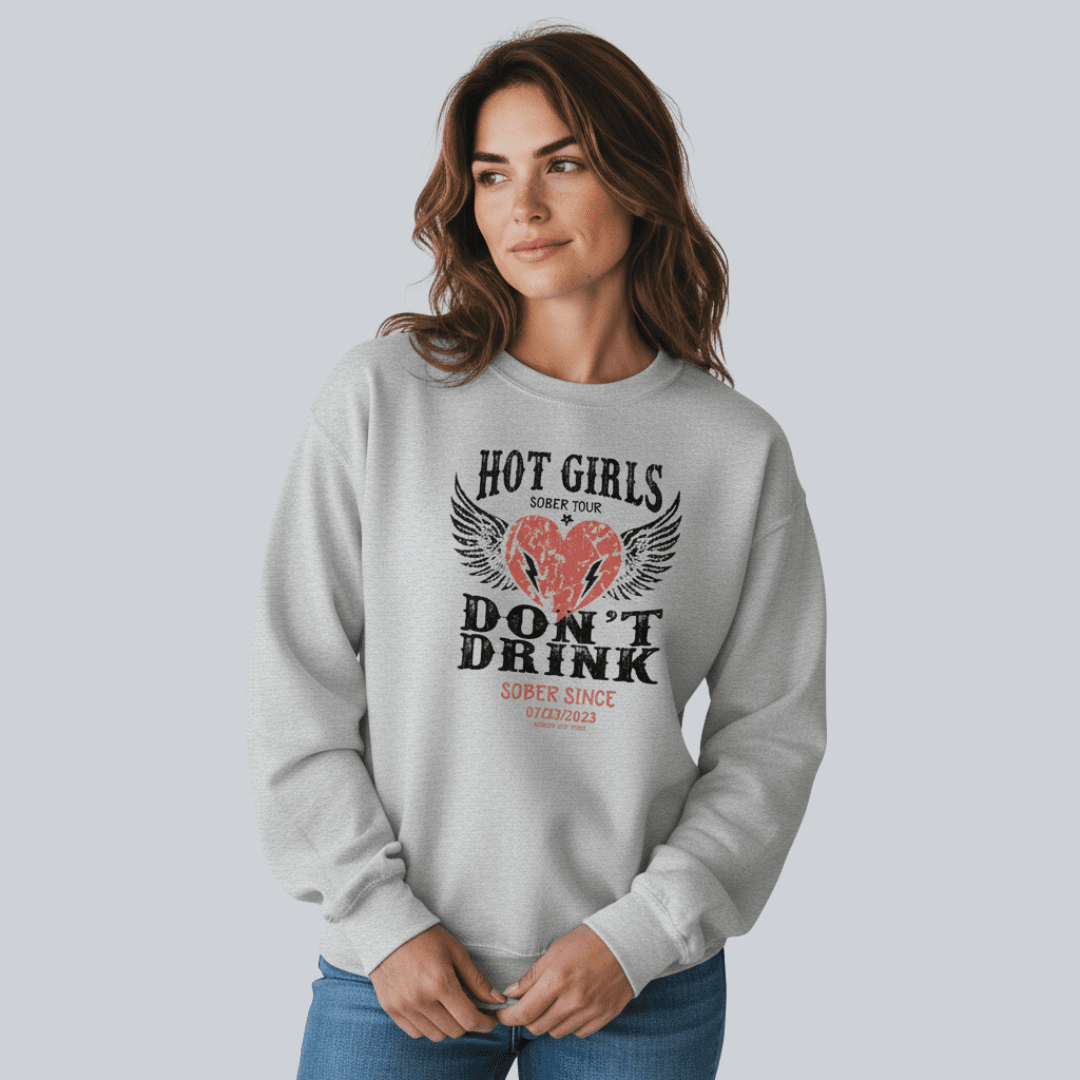 Hot Girls Sobriety Recovery Hoodie close-up view (view 12)