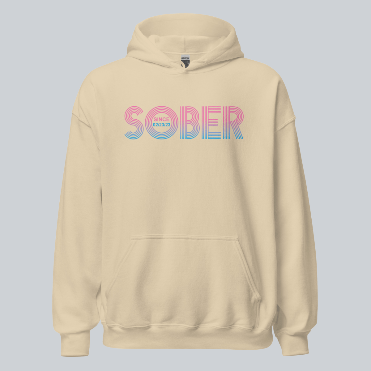 Retro Sobriety Date Recovery Hoodie packaging detail (view 38)