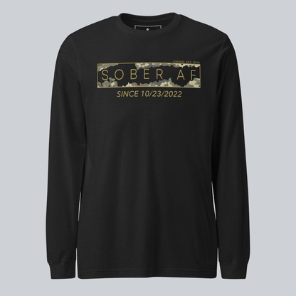 Sober AF Camo Long Sleeve Sober T Shirt graphic detail (view 4)