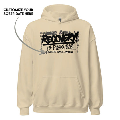 Recovery Is Possible Hoodie with Date Recovery Hoodie product photo (view 40)