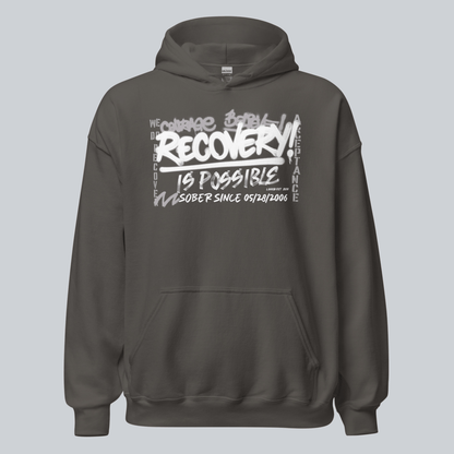 Recovery Is Possible Hoodie with Date Recovery Hoodie lifestyle view (view 25)