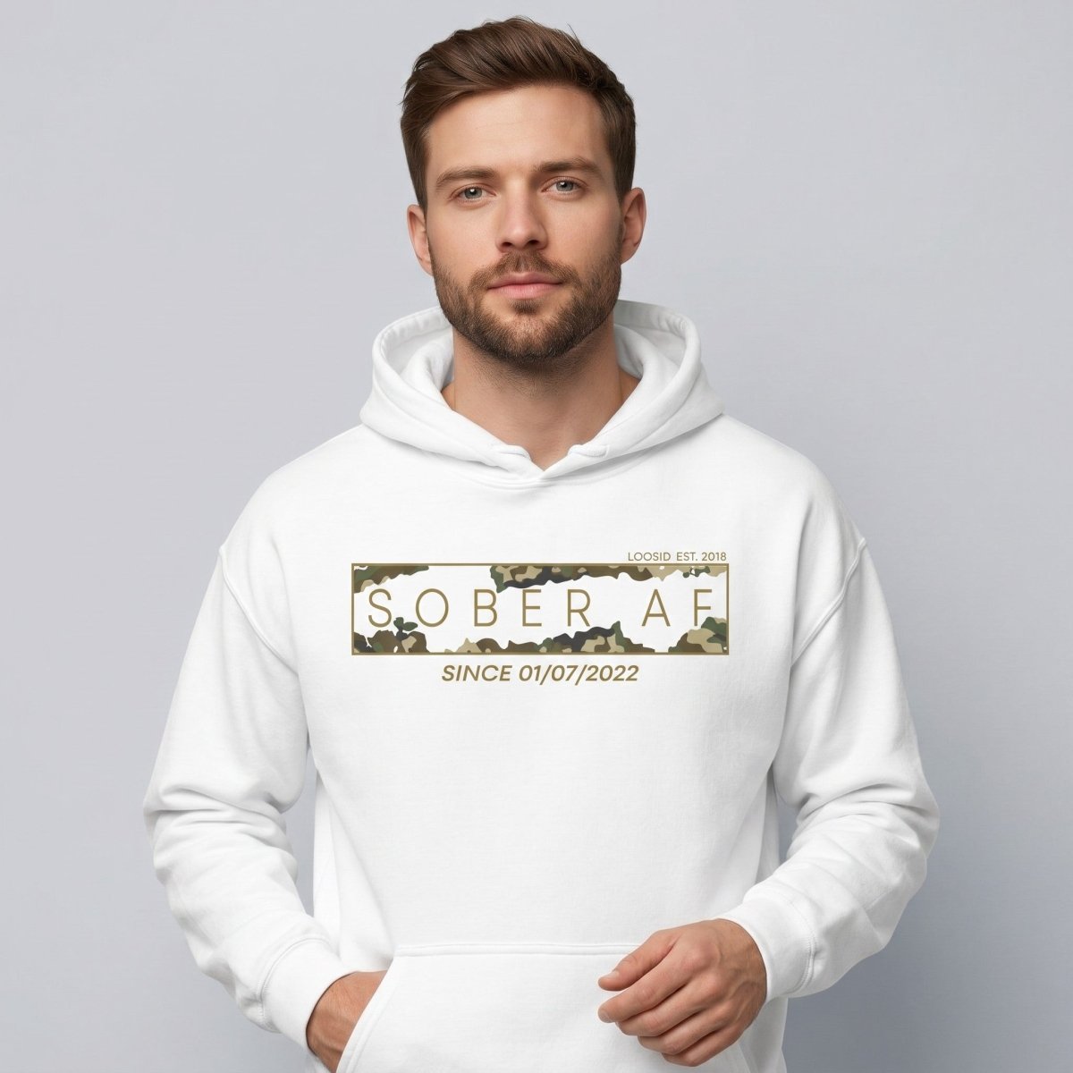 Sober AF Camo Recovery Hoodie featuring the design (view 21)