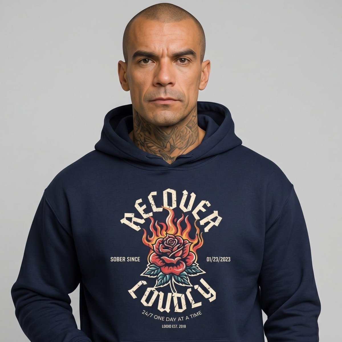 Recover Loudly Custom Sobriety Date Recovery Hoodie lifestyle view (view 15)