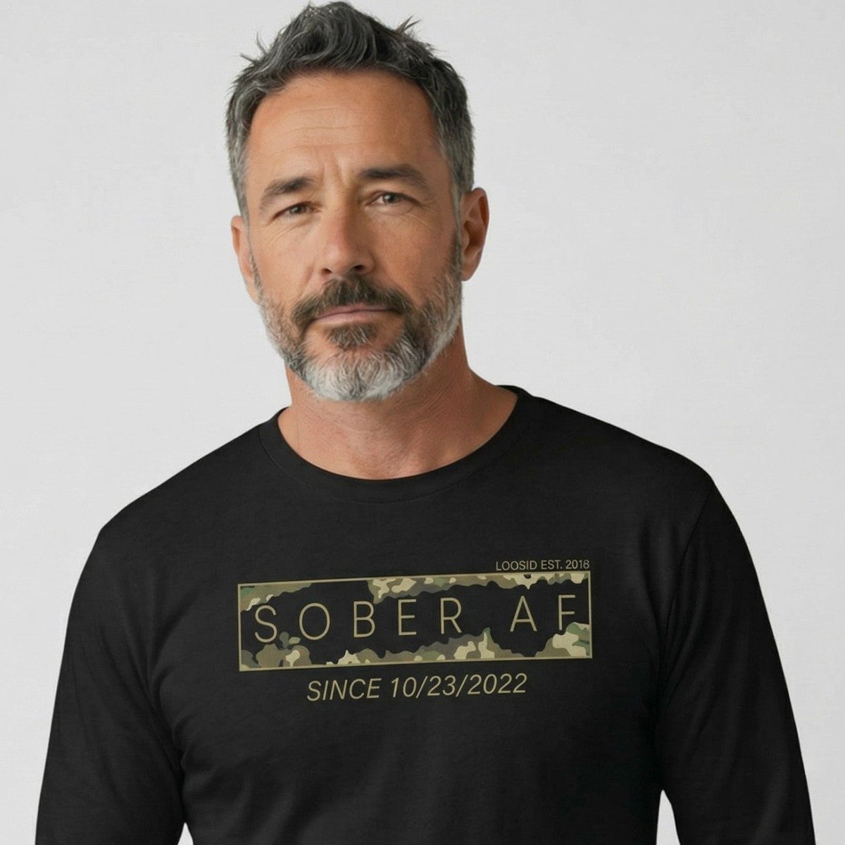 Loosid Sober AF Camo Long Sleeve Sober T Shirt featuring the design