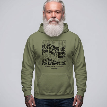 Addiction is Giving up Recovery Hoodie back view (view 17)