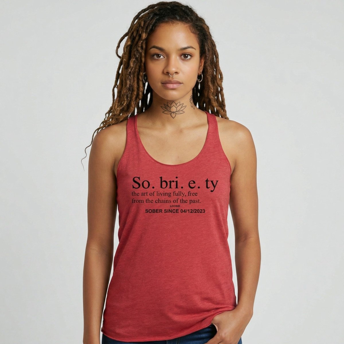 Sobriety Definition Women's w Personalize Sober Date Sober Tank Top back view (view 7)