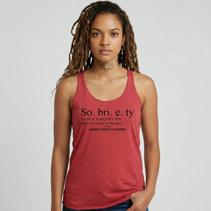 Sobriety Definition Women's w Personalize Sober Date Sober Tank Top back view (view 7)
