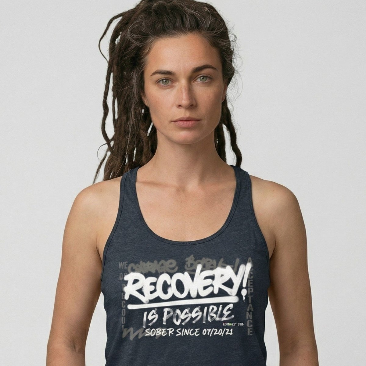 Recovery Is Possible Sober Tank Top fit detail (view 9)