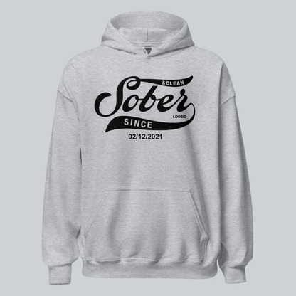 Men Sober Since Recovery Hoodie close-up view (view 22)