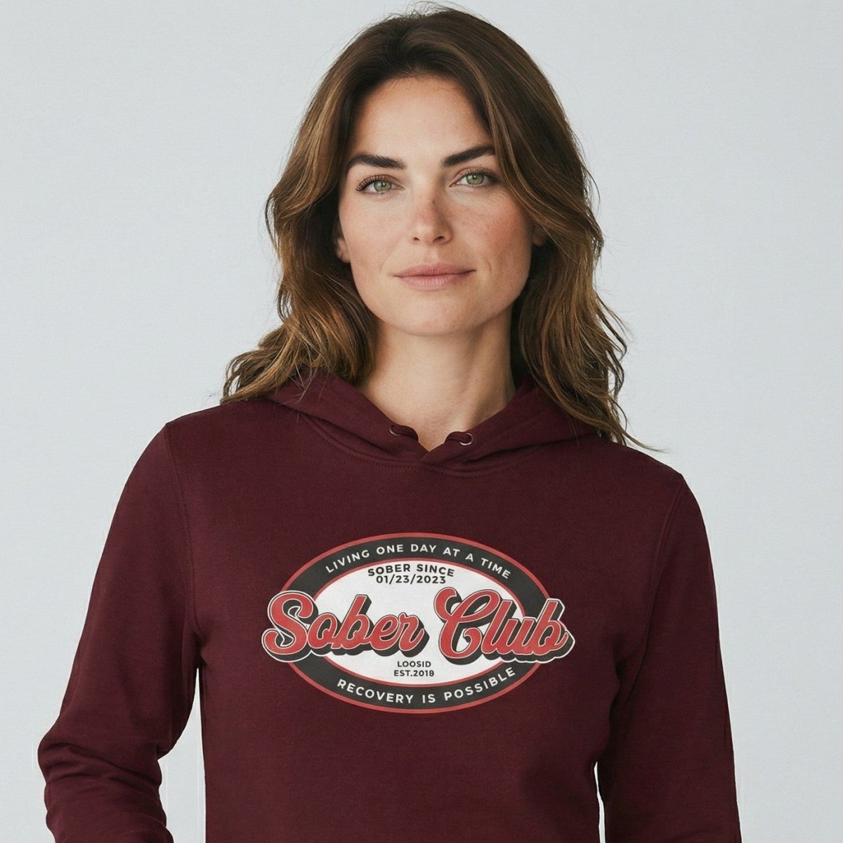 Sober Club Badge Recovery Hoodie product photo (view 20)