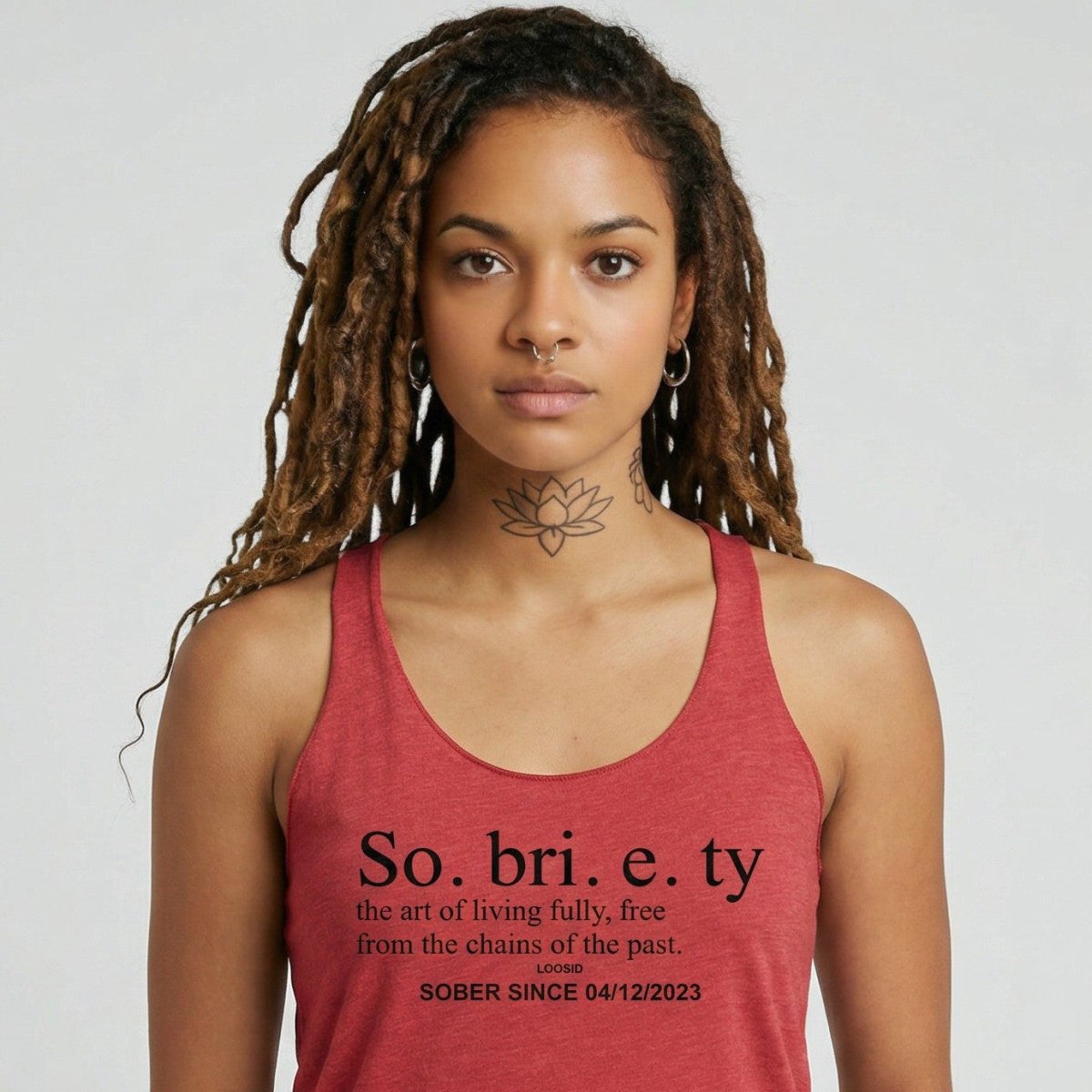 Sobriety Definition Women's w Personalize Sober Date Sober Tank Top side view (view 6)