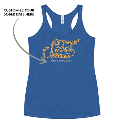 Leopard Sober Since Sober Tank Top back view (view 17)