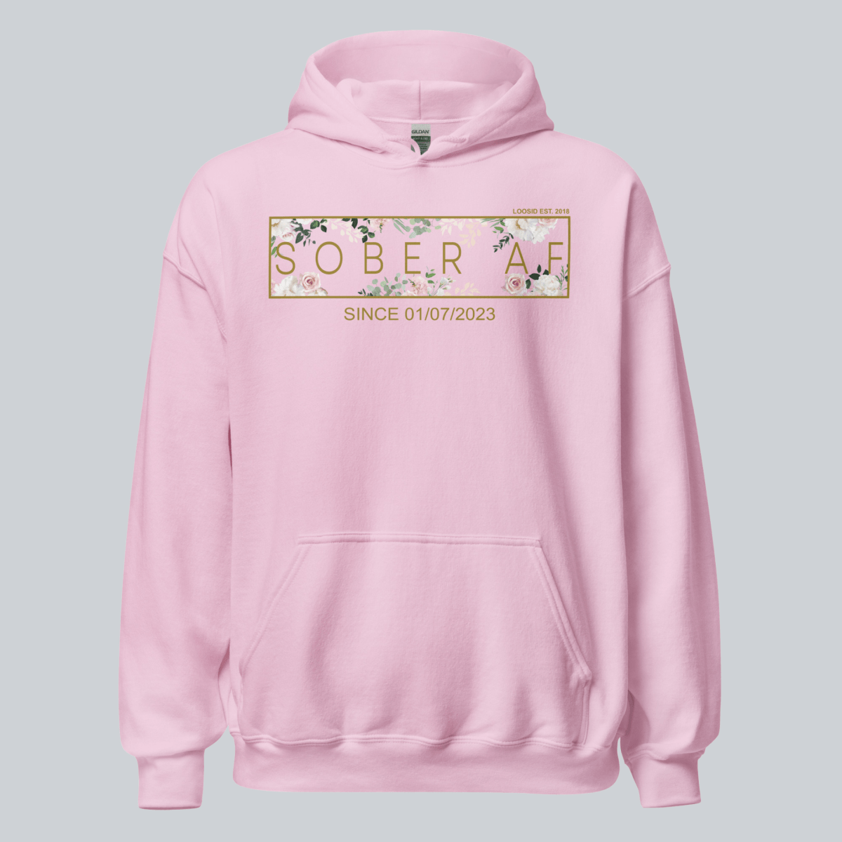 Sober AF Flower Recovery Hoodie back view (view 37)