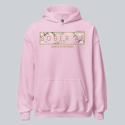 Sober AF Flower Recovery Hoodie back view (view 37)