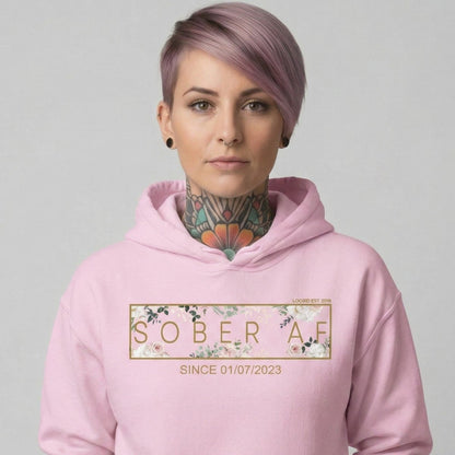 Sober AF Flower Recovery Hoodie product photo (view 40)
